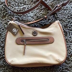 Giani Bernini Beige and Brown Shoulder Bag